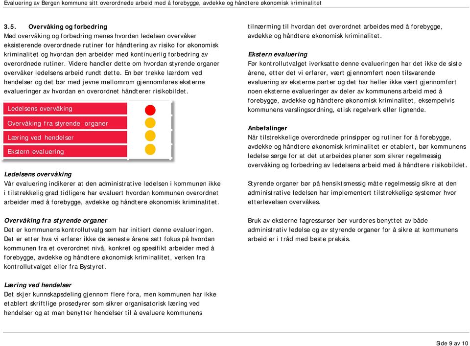 En bør trekke lærdom ved hendelser og det bør med jevne mellomrom gjennomføres eksterne evalueringer av hvordan en overordnet håndterer risikobildet.