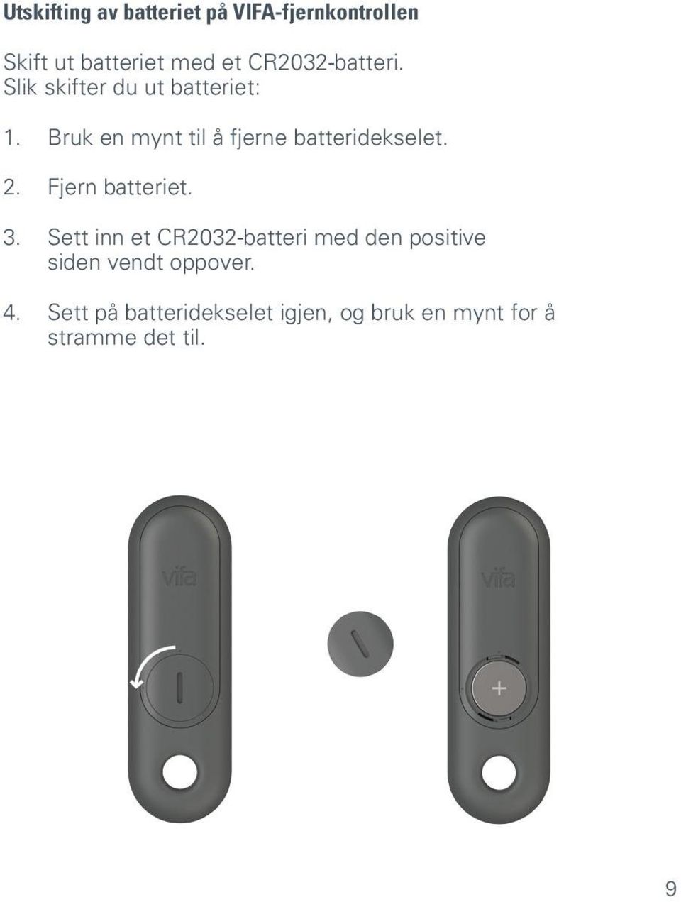 Bruk en mynt til å fjerne batteridekselet. 2. Fjern batteriet. 3.