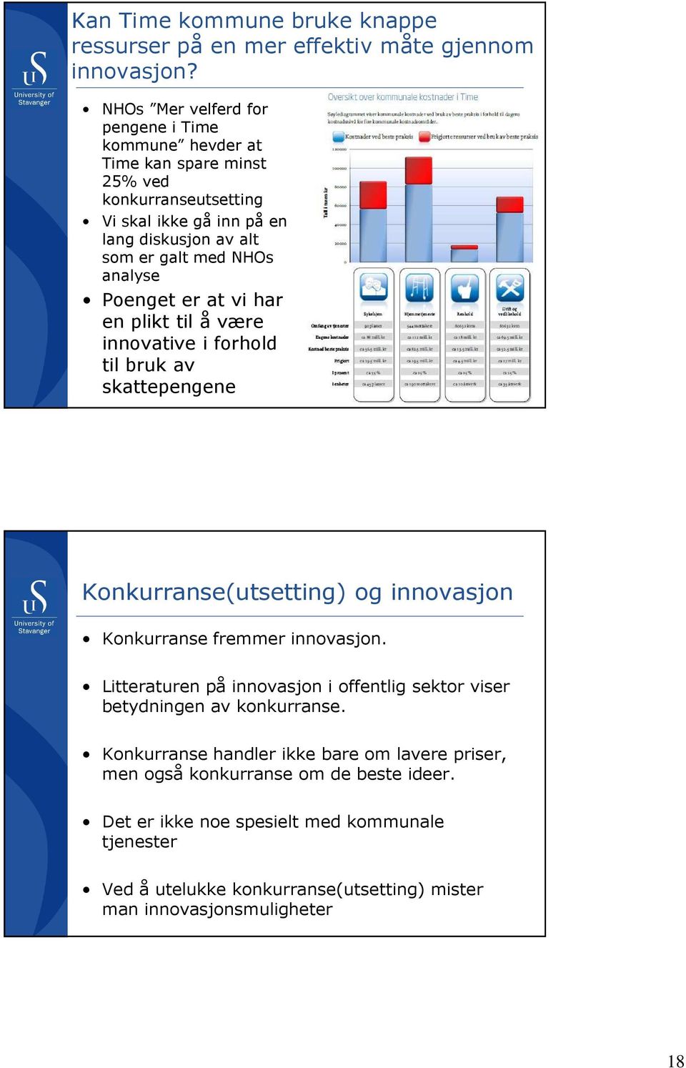 analyse Poenget er at vi har en plikt til å være innovative i forhold til bruk av skattepengene Konkurranse(utsetting) og innovasjon Konkurranse fremmer innovasjon.