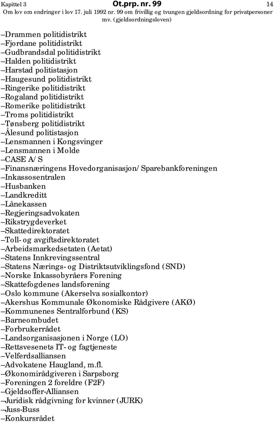 Romerike politidistrikt Troms politidistrikt Tønsberg politidistrikt Ålesund politistasjon Lensmannen i Kongsvinger Lensmannen i Molde CASE A/S Finansnæringens Hovedorganisasjon/Sparebankforeningen