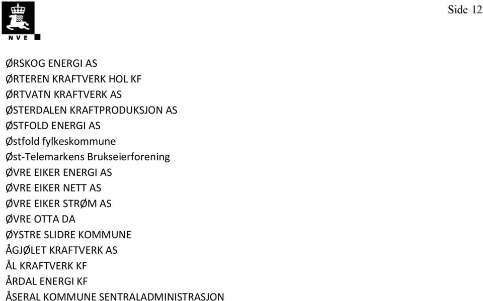 ENERGI AS ØVRE EIKER NETT AS ØVRE EIKER STRØM AS ØVRE OTTA DA ØYSTRE SLIDRE KOMMUNE