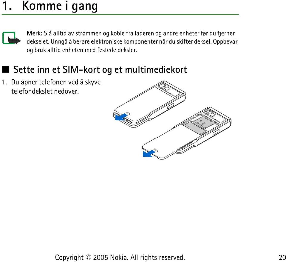 Unngå å berøre elektroniske komponenter når du skifter deksel.