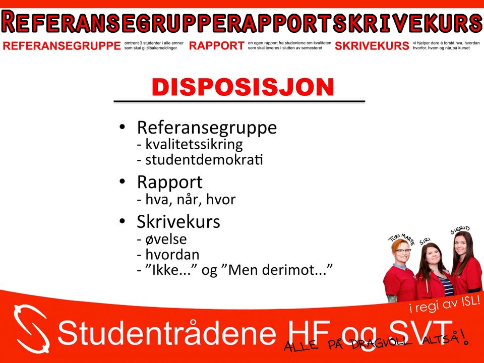 Rapport - hva, når, hvor Skrivekurs