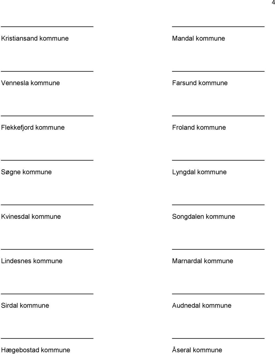 kommune Kvinesdal kommune Songdalen kommune Lindesnes kommune