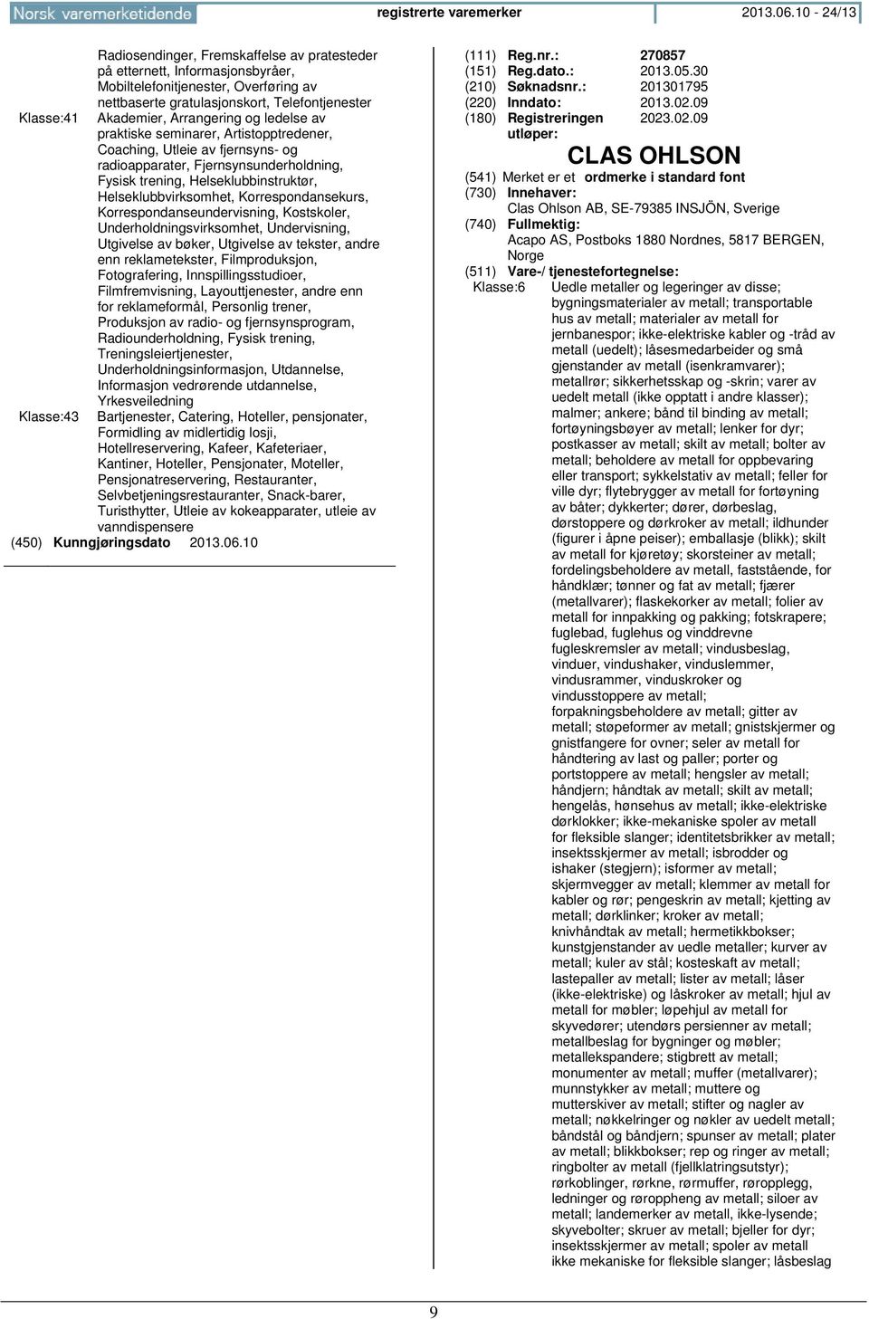 Arrangering og ledelse av praktiske seminarer, Artistopptredener, Coaching, Utleie av fjernsyns- og radioapparater, Fjernsynsunderholdning, Fysisk trening, Helseklubbinstruktør, Helseklubbvirksomhet,