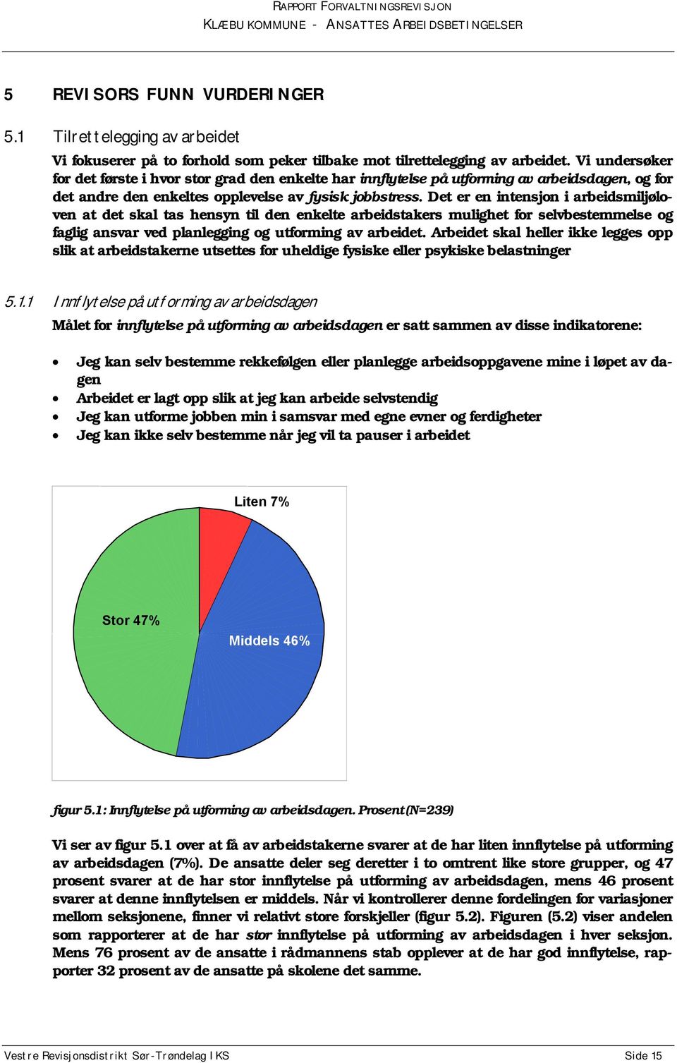 Det er en intensjon i arbeidsmiljøloven at det skal tas hensyn til den enkelte arbeidstakers mulighet for selvbestemmelse og faglig ansvar ved planlegging og utforming av arbeidet.