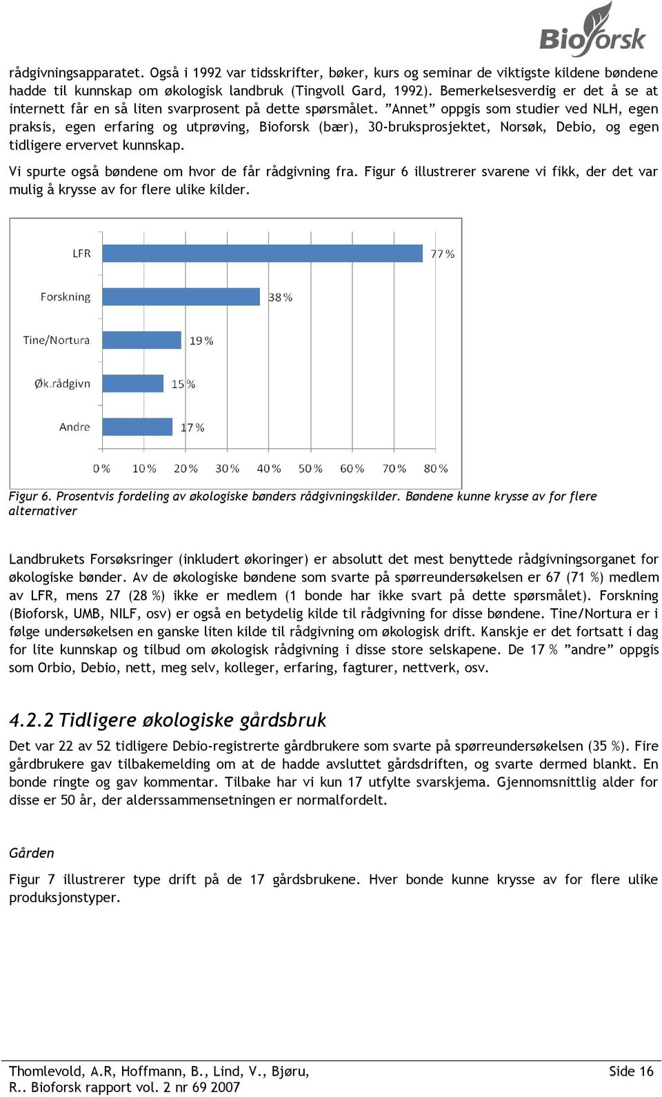 Annet oppgis som studier ved NLH, egen praksis, egen erfaring og utprøving, Bioforsk (bær), 30-bruksprosjektet, Norsøk, Debio, og egen tidligere ervervet kunnskap.