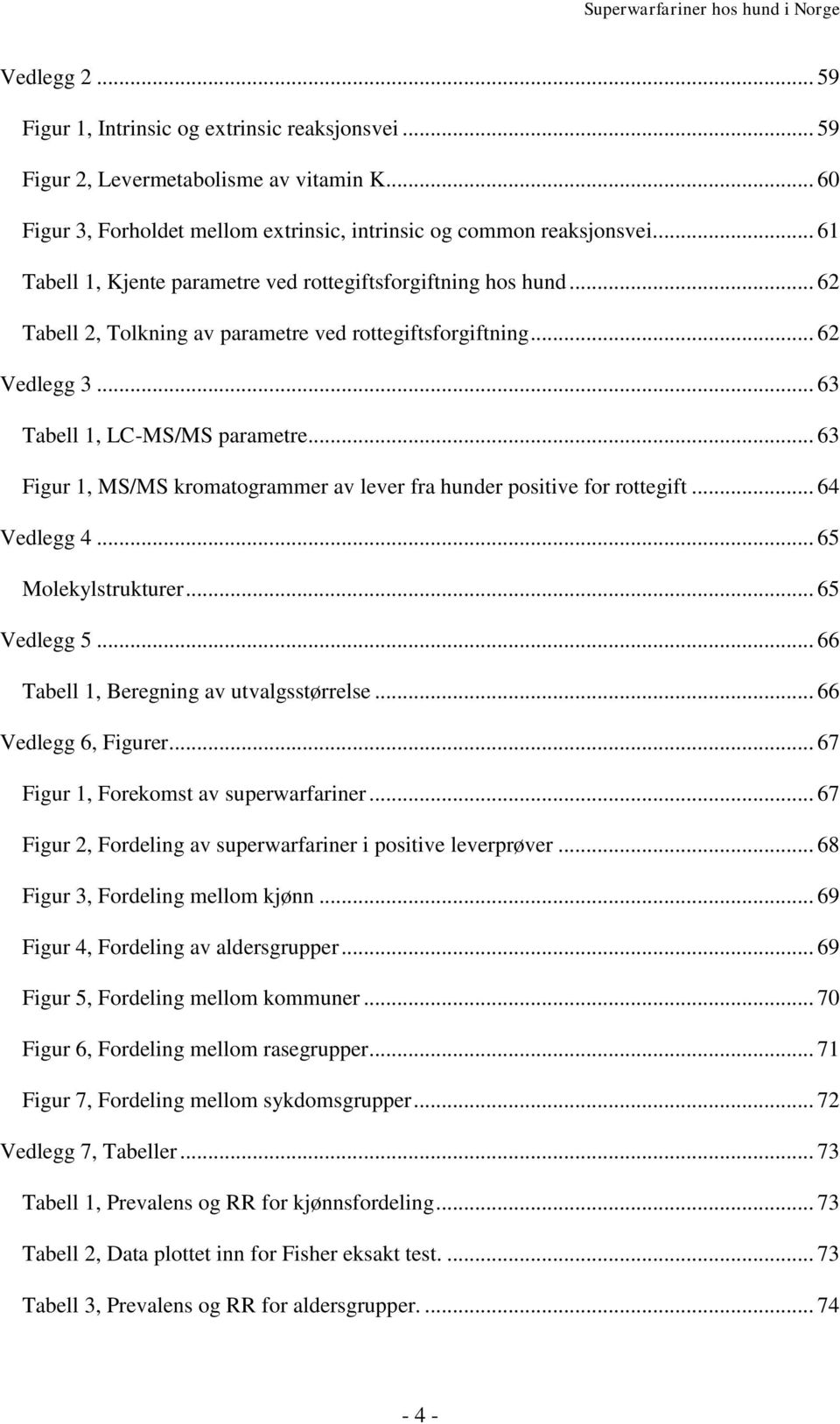 .. 63 Figur 1, MS/MS kromatogrammer av lever fra hunder positive for rottegift... 64 Vedlegg 4... 65 Molekylstrukturer... 65 Vedlegg 5... 66 Tabell 1, Beregning av utvalgsstørrelse.