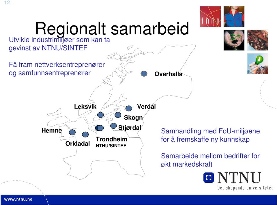 Hemne Leksvik Orkladal Trondheim NTNU/SINTEF Skogn Stjørdal Verdal Samhandling