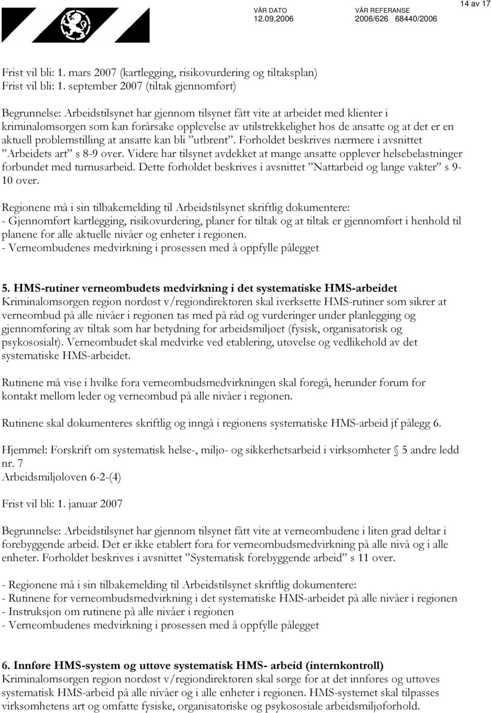 ansatte og at det er en aktuell problemstilling at ansatte kan bli utbrent. Forholdet beskrives nærmere i avsnittet Arbeidets art s 8-9 over.