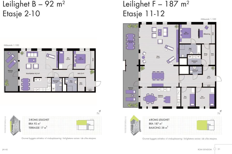 LEILIGHET BRA 92 m 2 TERRASSE 17 m 2 4-ROMS