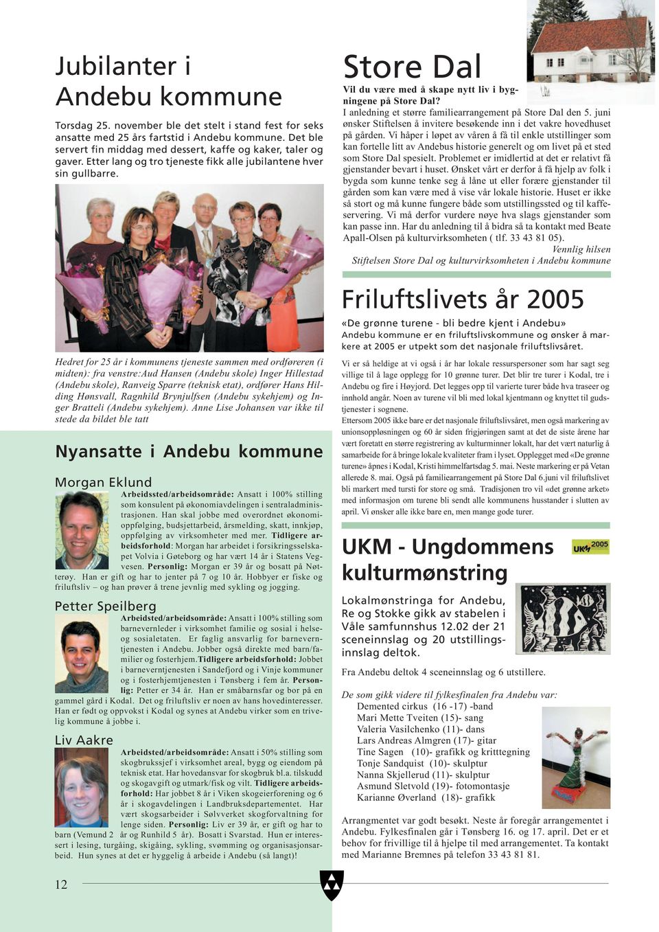 Hedret for 25 år i kommunens tjeneste sammen med ordføreren (i midten): fra venstre:aud Hansen (Andebu skole) Inger Hillestad (Andebu skole), Ranveig Sparre (teknisk etat), ordfører Hans Hilding