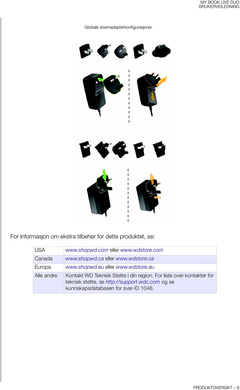 shopwd.eu eller www.wdstore.eu Kontakt WD Teknisk Støtte i din region.