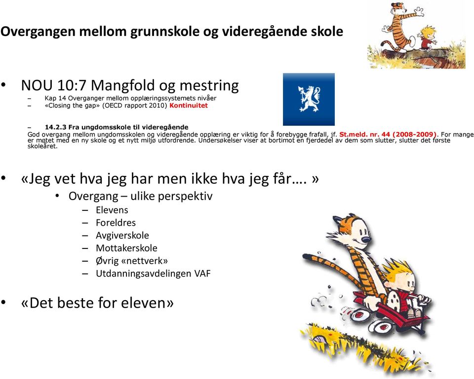 44 (2008-2009). For mange er møtet med en ny skole og et nytt miljø utfordrende.