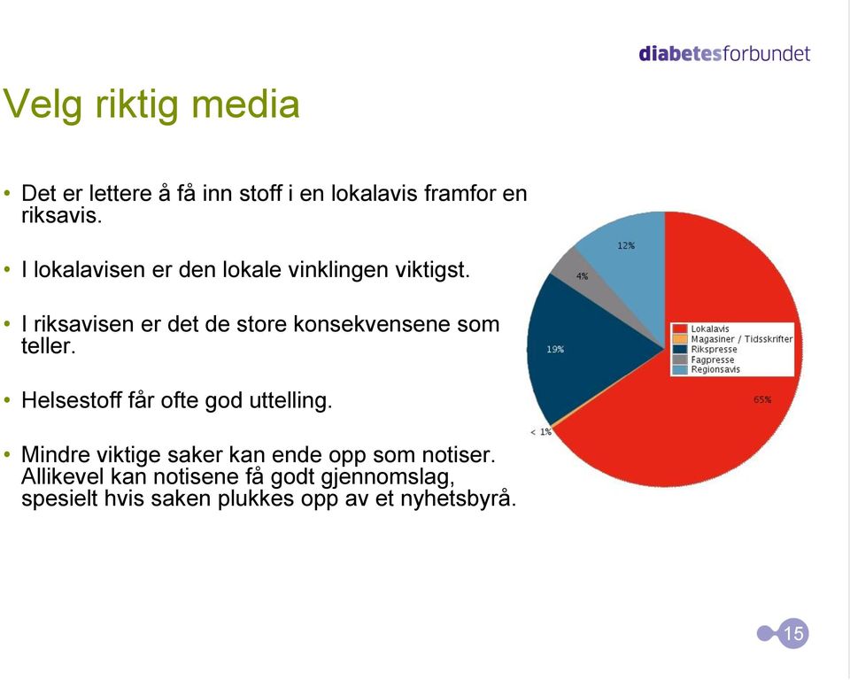 I riksavisen er det de store konsekvensene som teller. Helsestoff får ofte god uttelling.