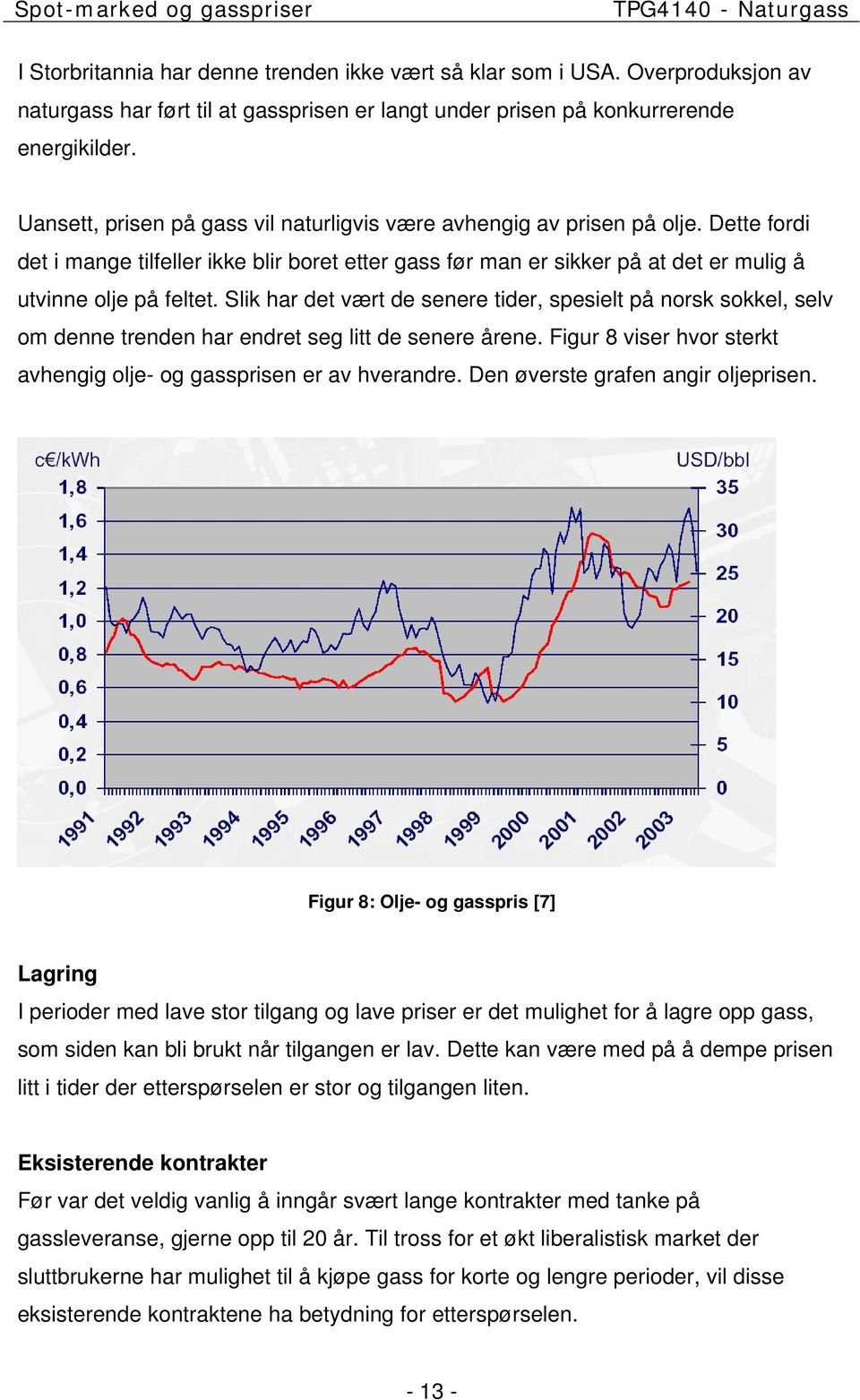 Slik har det vært de senere tider, spesielt på norsk sokkel, selv om denne trenden har endret seg litt de senere årene. Figur 8 viser hvor sterkt avhengig olje- og gassprisen er av hverandre.