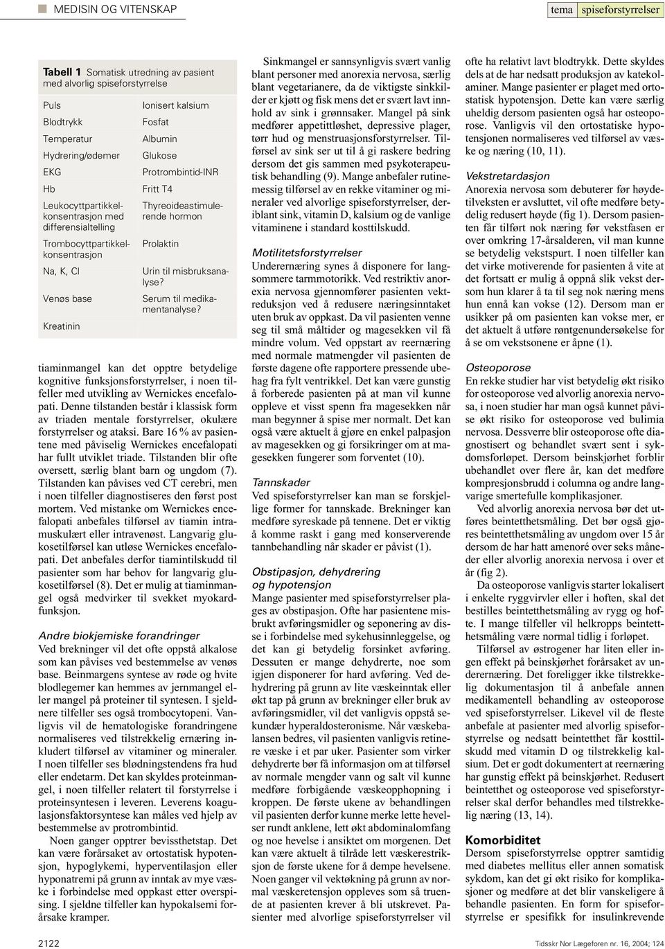 til misbruksanalyse? Serum til medikamentanalyse? tiaminmangel kan det opptre betydelige kognitive funksjonsforstyrrelser, i noen tilfeller med utvikling av Wernickes encefalopati.