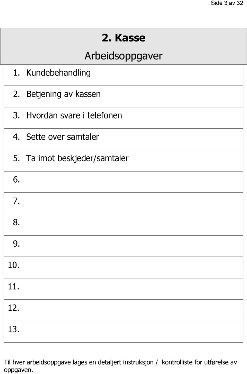 Sette over samtaler 5. Ta imot beskjeder/samtaler 6. 7. 8. 9. 10. 11.