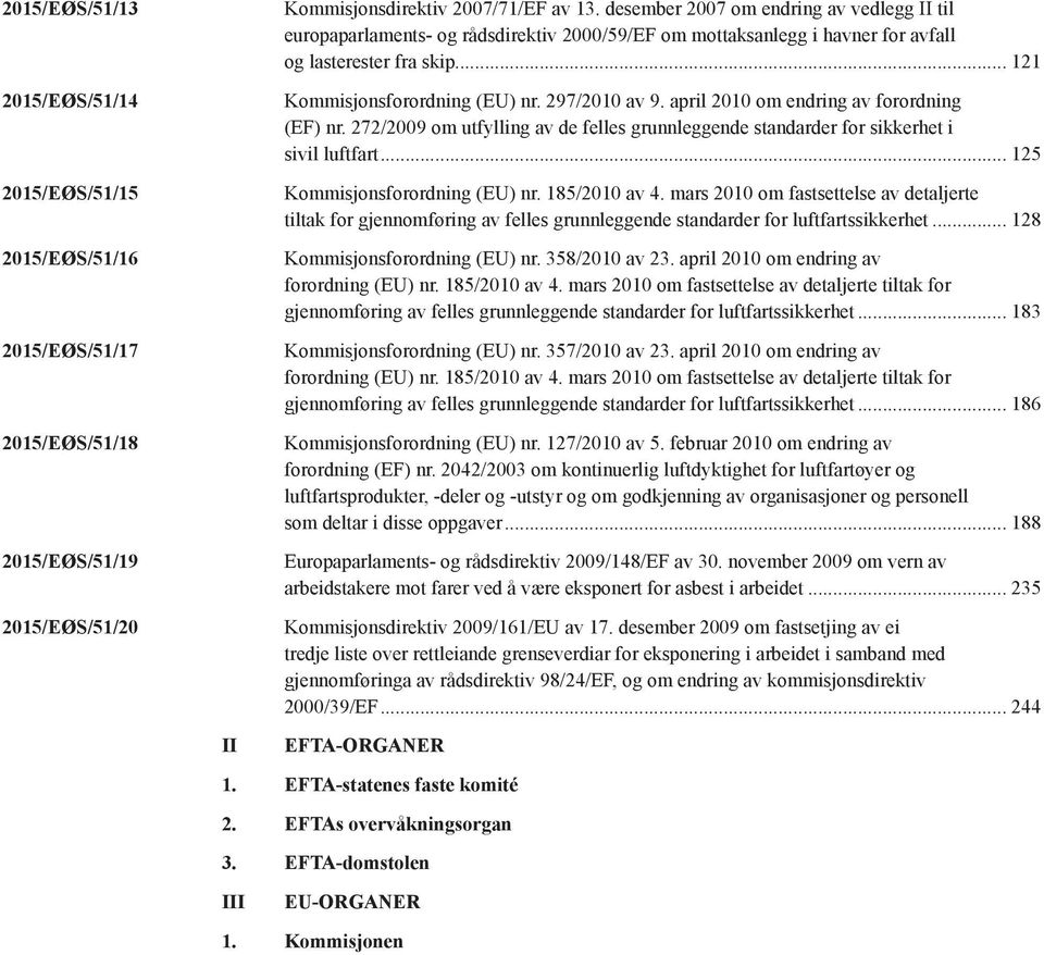 april 2010 om endring av forordning (EF) nr. 272/2009 om utfylling av de felles grunnleggende standarder for sikkerhet i sivil luftfart... 125 Kommisjonsforordning (EU) nr. 185/2010 av 4.