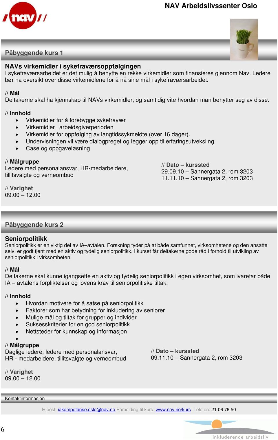 Virkemidler for å forebygge sykefravær Virkemidler i arbeidsgiverperioden Virkemidler for oppfølging av langtidssykmeldte (over 16 dager).