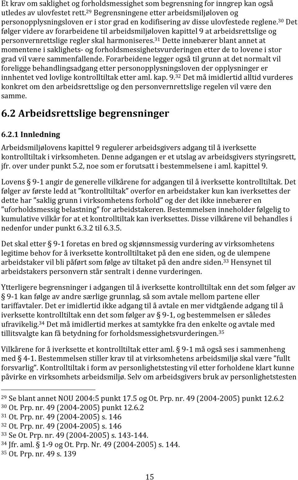 30 Det følger videre av forarbeidene til arbeidsmiljøloven kapittel 9 at arbeidsrettslige og personvernrettslige regler skal harmoniseres.