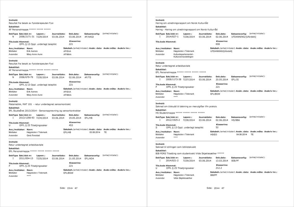 AF/EAA AF/TS AF/EAA Matematikk, MAT 101 - retur undertegnet sensorkontrakt EFL Studieåret 2013/2014 - Sensoroppnevning og sensorkontrakter 2013/1298-93 7234/2014 OFFL 25 Tilsetjingssaker 19.05.