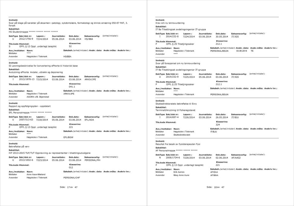 Skjemstad Rapport og oppfølgingsplan - oppdatert EFL Personalmappe 2007/513-63 7218/2014 Bekreftelse på verv 041.