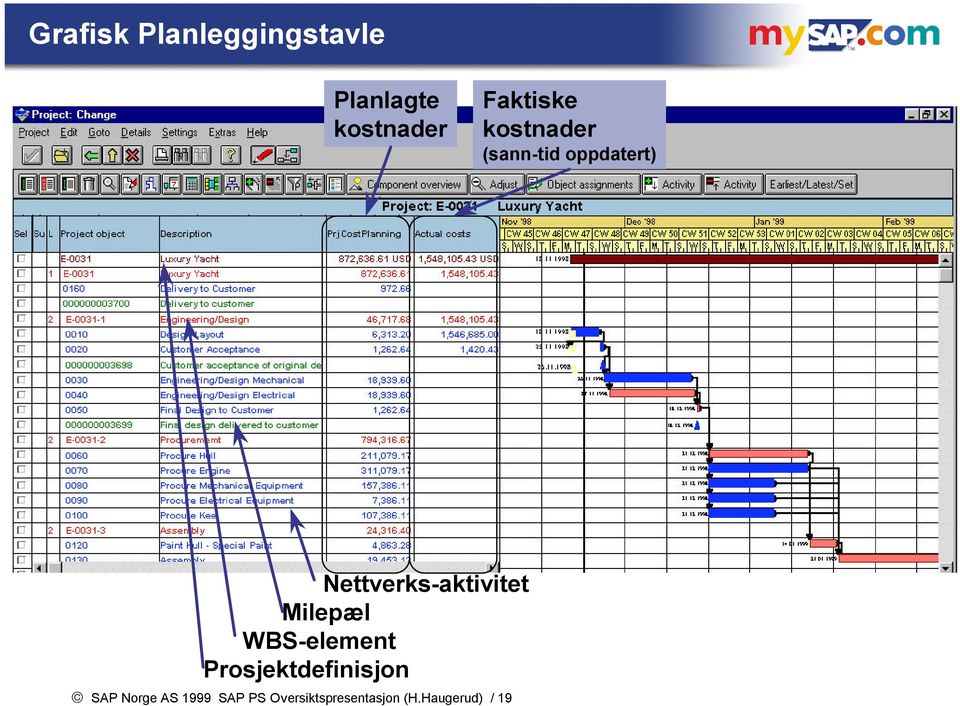 Nettverks-aktivitet Milepæl WBS-element