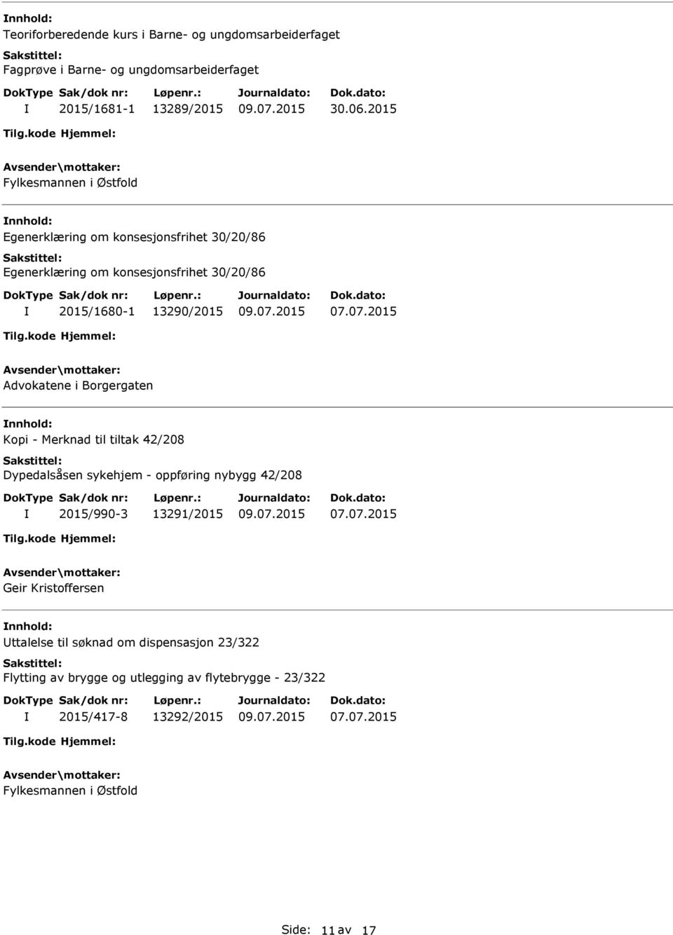 Advokatene i Borgergaten Kopi - Merknad til tiltak 42/208 Dypedalsåsen sykehjem - oppføring nybygg 42/208 2015/990-3 13291/2015 Geir