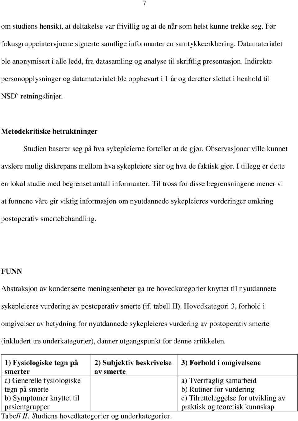 Indirekte personopplysninger og datamaterialet ble oppbevart i 1 år og deretter slettet i henhold til NSD` retningslinjer.