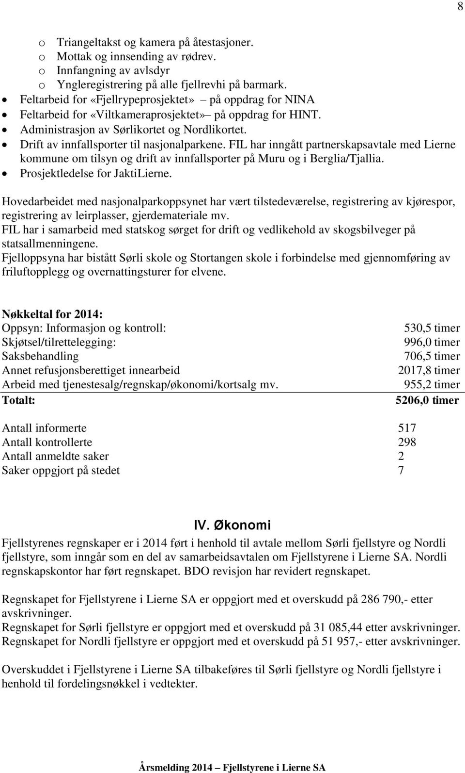 Drift av innfallsporter til nasjonalparkene. FIL har inngått partnerskapsavtale med Lierne kommune om tilsyn og drift av innfallsporter på Muru og i Berglia/Tjallia. Prosjektledelse for JaktiLierne.