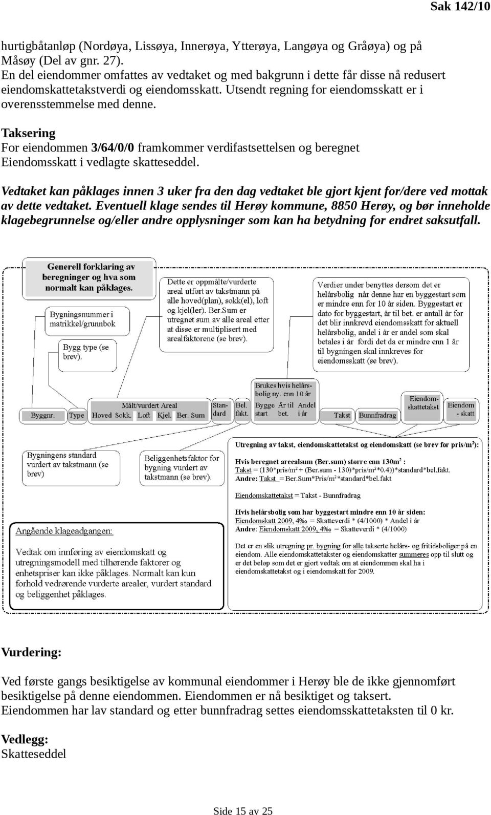 Taksering For eiendommen 3/64/0/0 framkommer verdifastsettelsen og beregnet Eiendomsskatt i vedlagte skatteseddel.