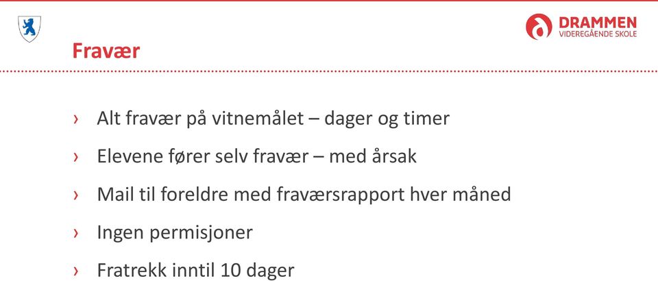 Mail til foreldre med fraværsrapport hver