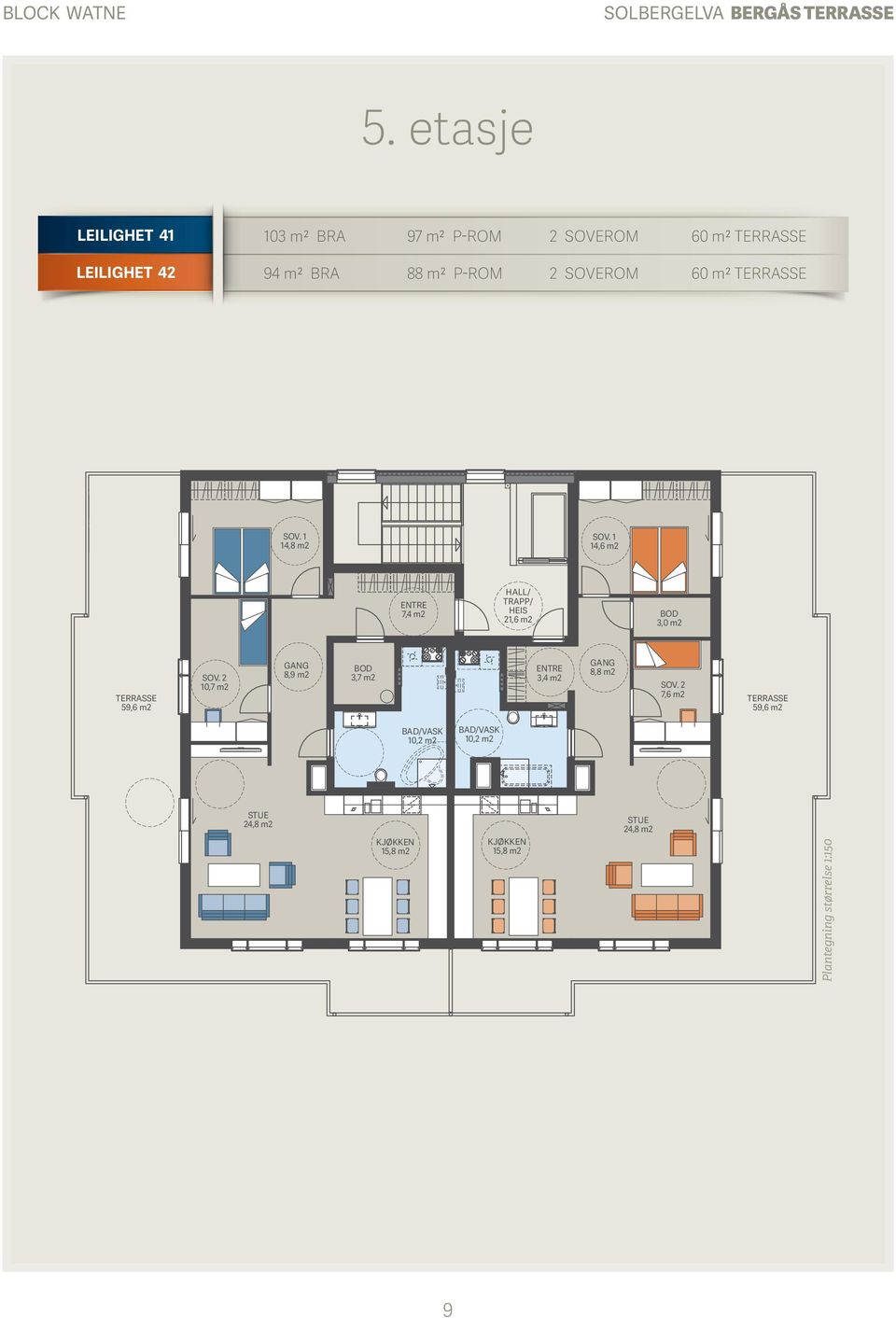 2 SOVEROM 60 m2 14,8 m2 14,6 m2 7,4 m2 / TRAPP/ HEIS 21,6 m2 3,0 m2 59,6 m2 10,7 m2 GANG 8,9