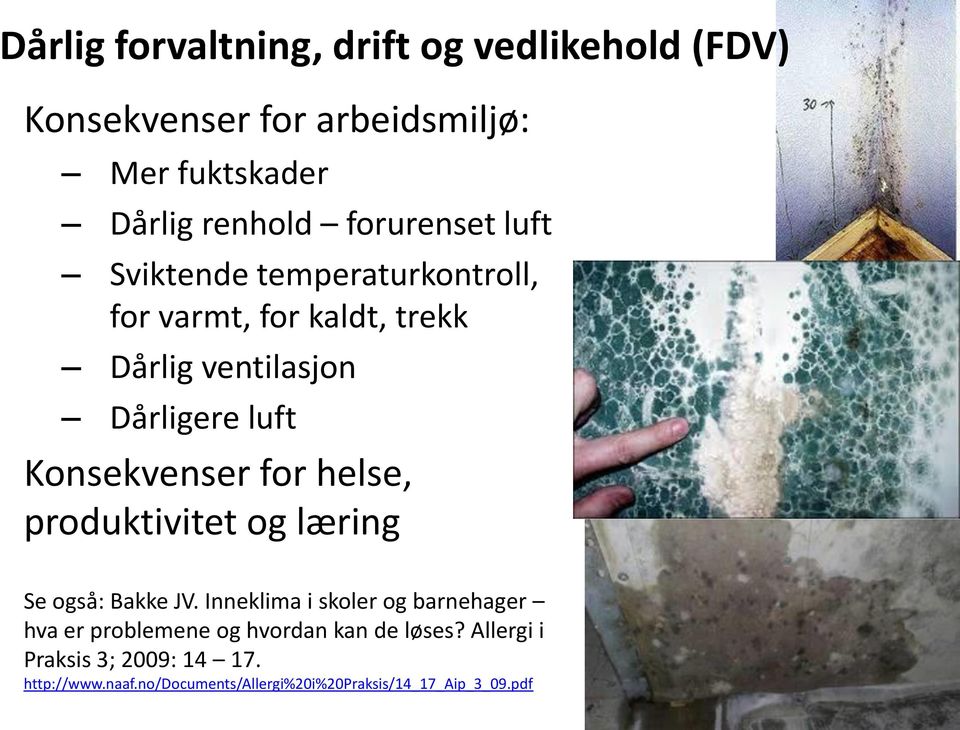 Konsekvenser for helse, produktivitet og læring Se også: Bakke JV.