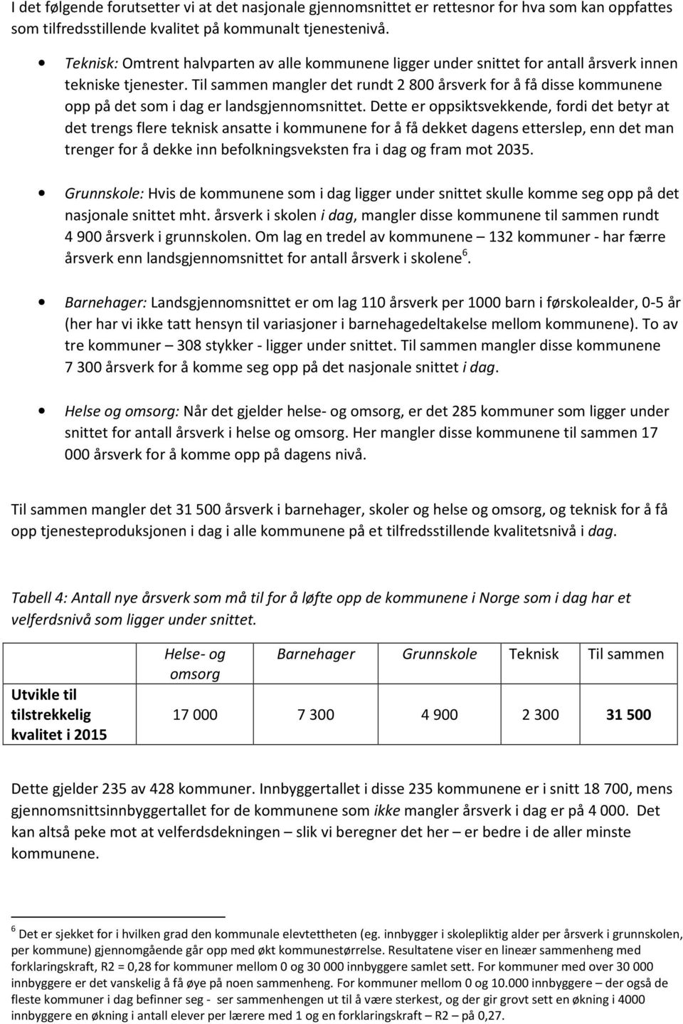 Til sammen mangler det rundt 2 800 årsverk for å få disse kommunene opp på det som i dag er landsgjennomsnittet.