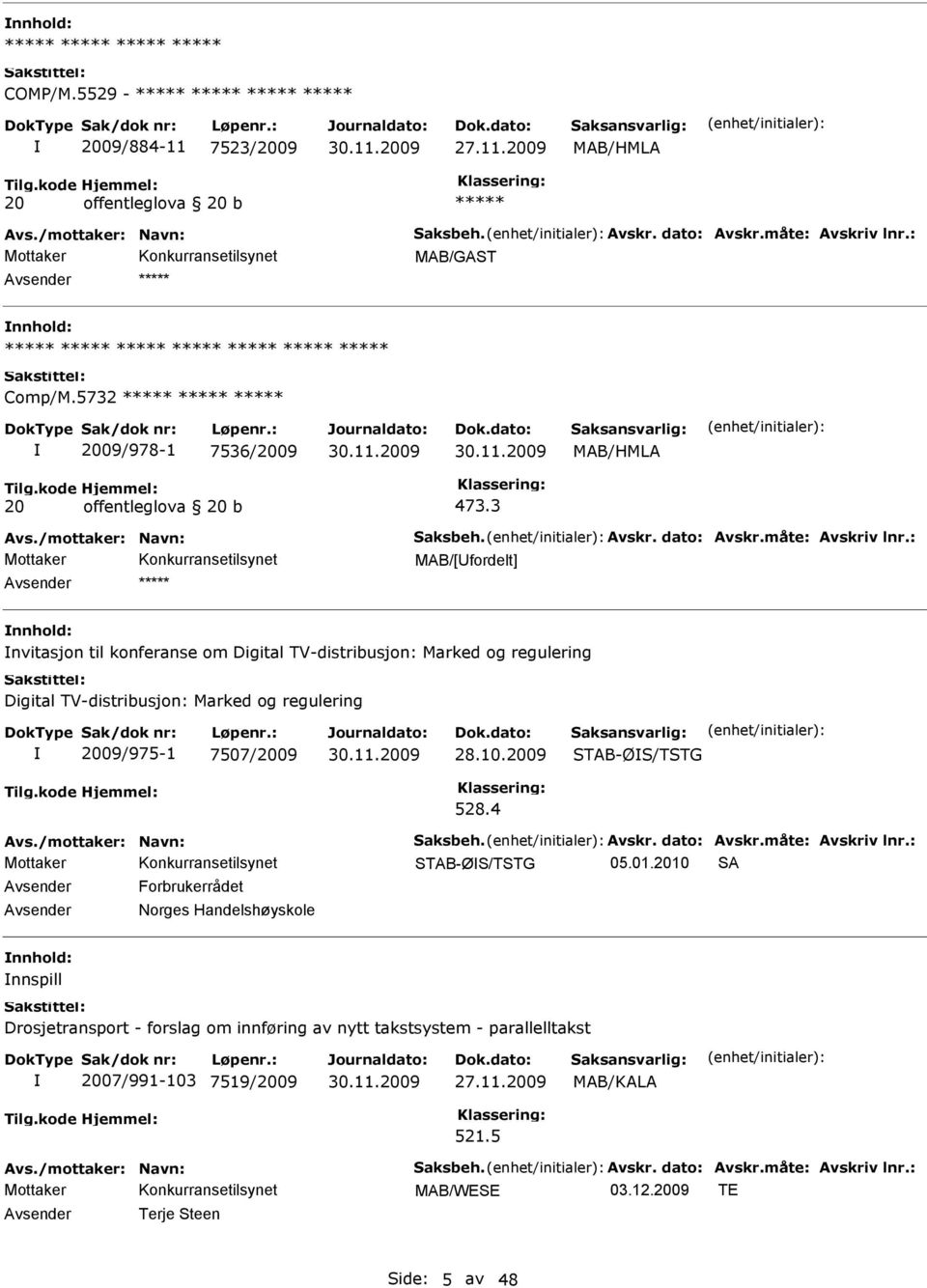 3 MAB/[fordelt] nnhold: nvitasjon til konferanse om Digital TV-distribusjon: Marked og regulering Digital TV-distribusjon: Marked og regulering 2009/975-1 7507/2009 28.10.