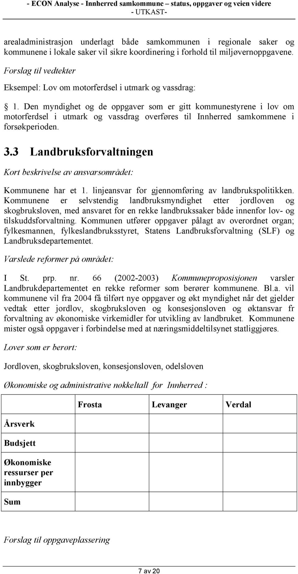 Den myndighet og de oppgaver som er gitt kommunestyrene i lov om motorferdsel i utmark og vassdrag overføres til Innherred samkommene i forsøkperioden. 3.