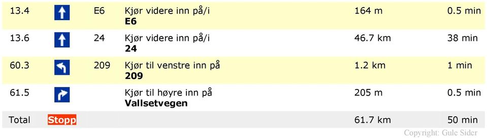 3 Kjør til venstre inn på 61.