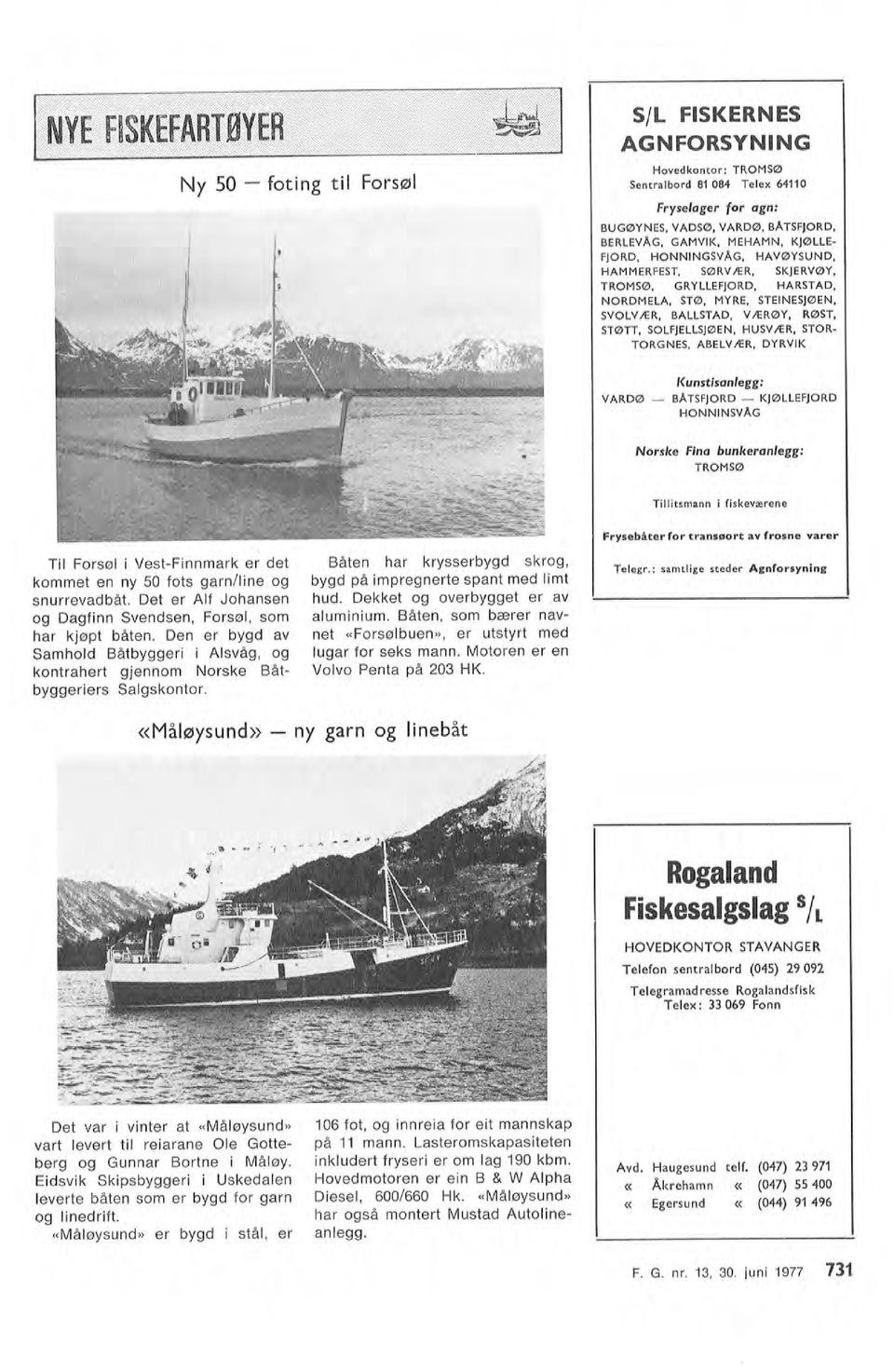 Det er Af Johansen og Dagfinn Svendsen, Forsø, som kontrahert gjennom Norske Båtbyggeriers Sagskontor. Samhod Båtbyggeri i Asvåg, og har kjøpt båten.