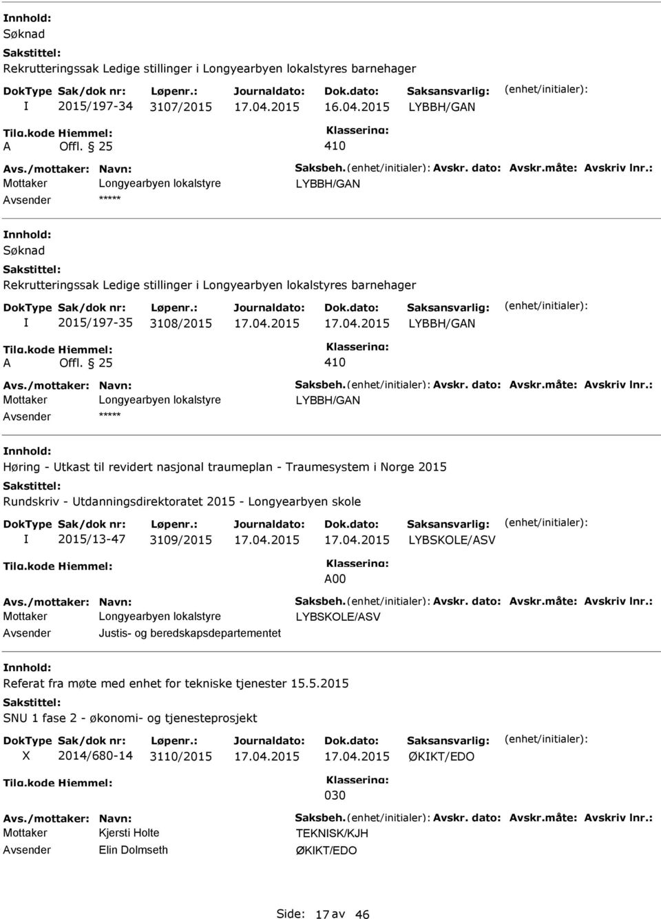 tdanningsdirektoratet 2015 - Longyearbyen skole 2015/13-47 3109/2015 00 Mottaker Justis- og beredskapsdepartementet Referat fra møte med enhet for tekniske