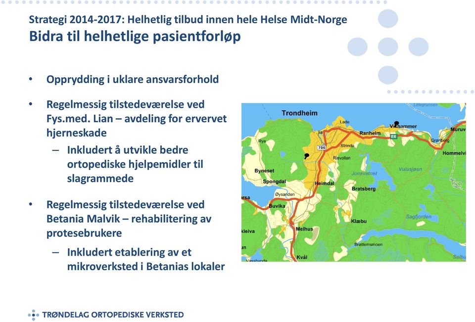 Lian avdeling for ervervet hjerneskade Inkludert å utvikle bedre ortopediske hjelpemidler til slagrammede