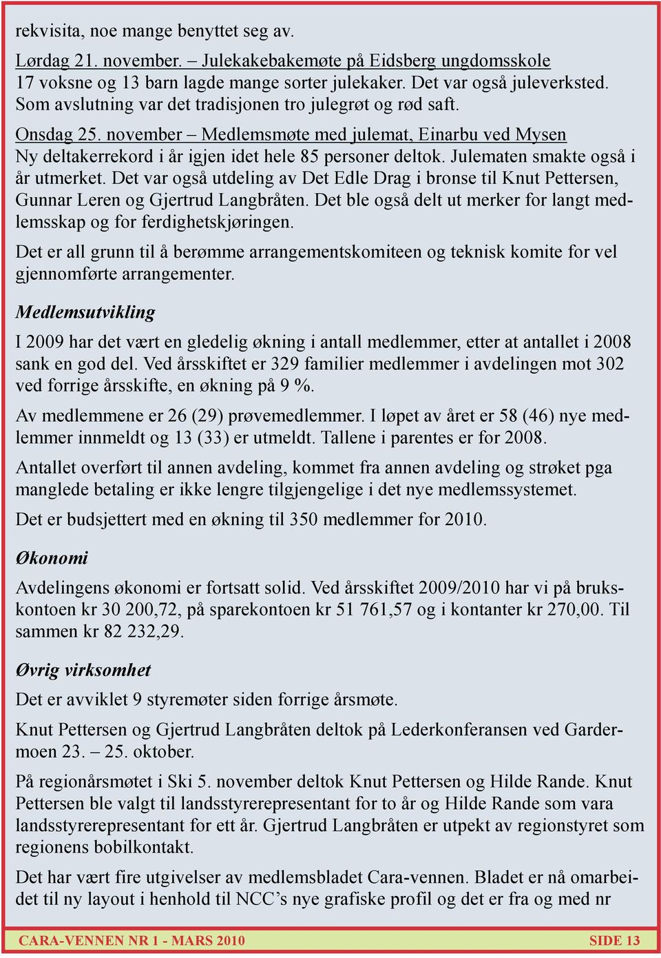 Julematen smakte også i år utmerket. Det var også utdeling av Det Edle Drag i bronse til Knut Pettersen, Gunnar Leren og Gjertrud Langbråten.