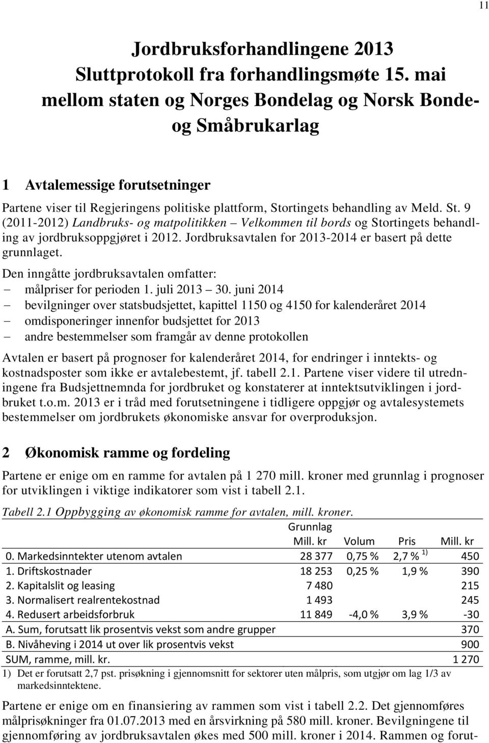 rtingets behandling av Meld. St. 9 (2011-2012) Landbruks- og matpolitikken Velkommen til bords og Stortingets behandling av jordbruksoppgjøret i 2012.