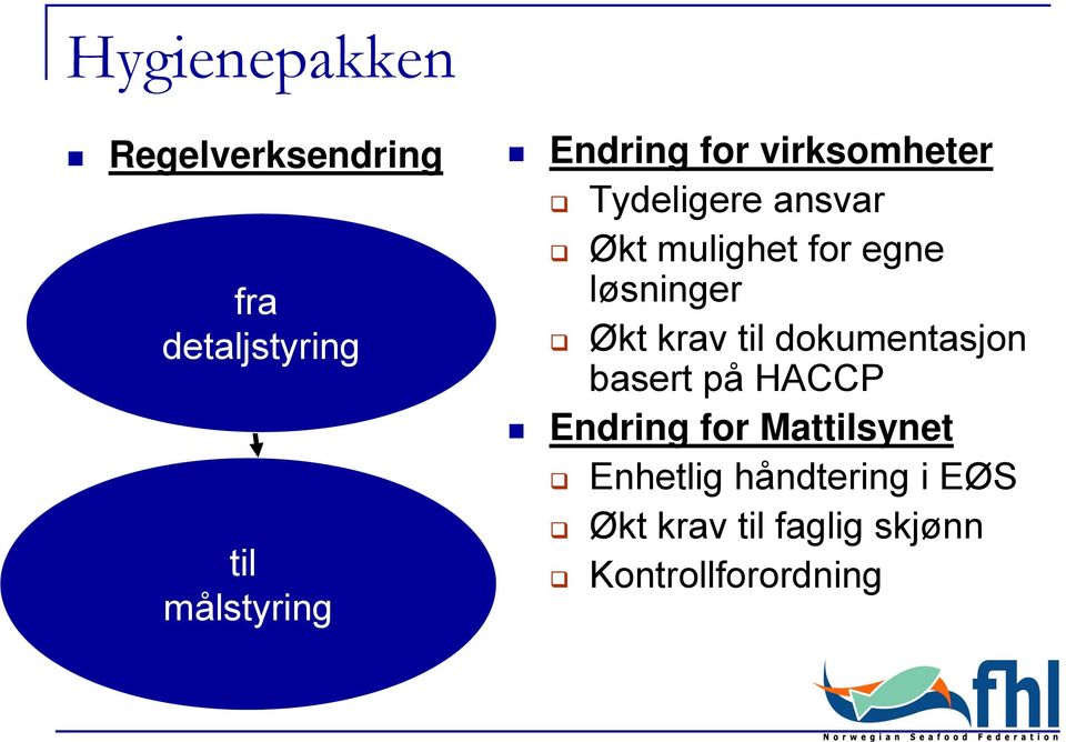 Økt krav til dokumentasjon basert på HACCP Endring for Mattilsynet