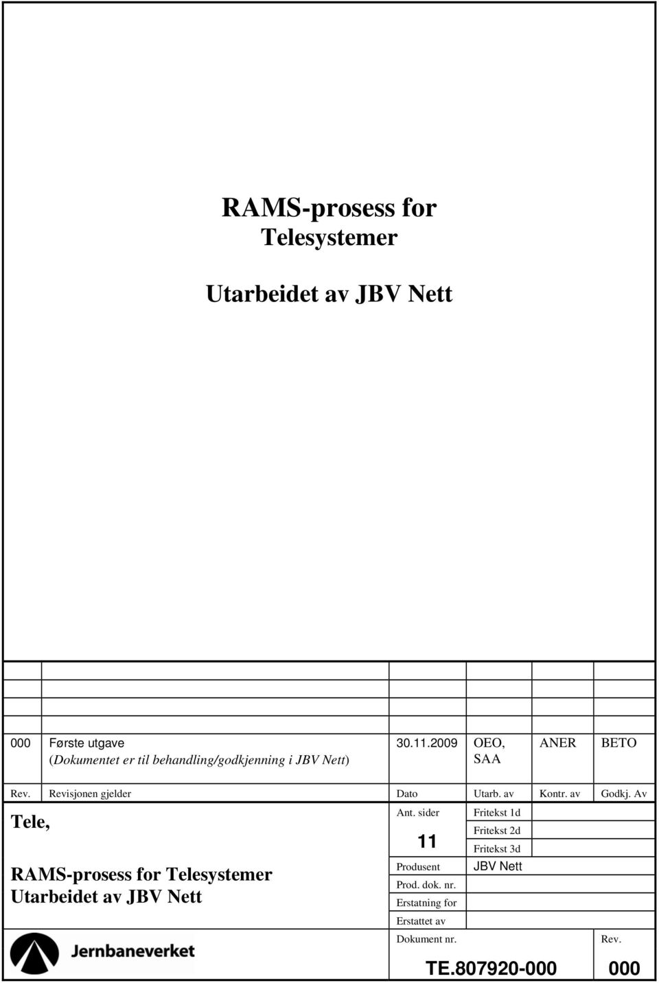 Av Tele, RAMS-prosess for Telesystemer Ant.