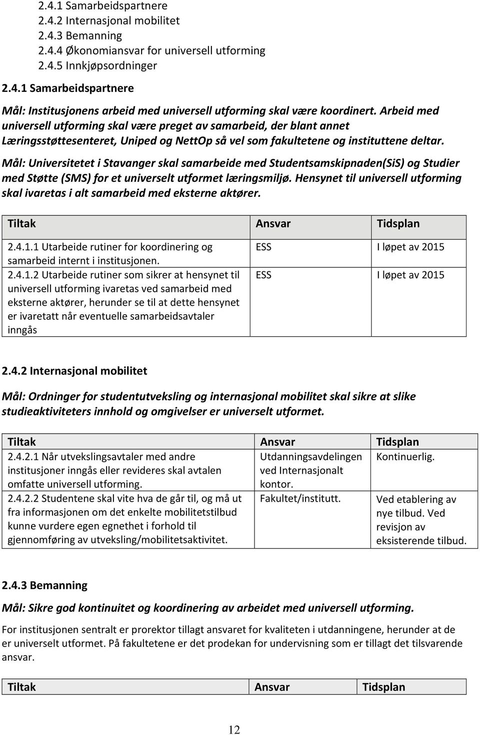 Mål: Universitetet i Stavanger skal samarbeide med Studentsamskipnaden(SiS) og Studier med Støtte (SMS) for et universelt utformet læringsmiljø.