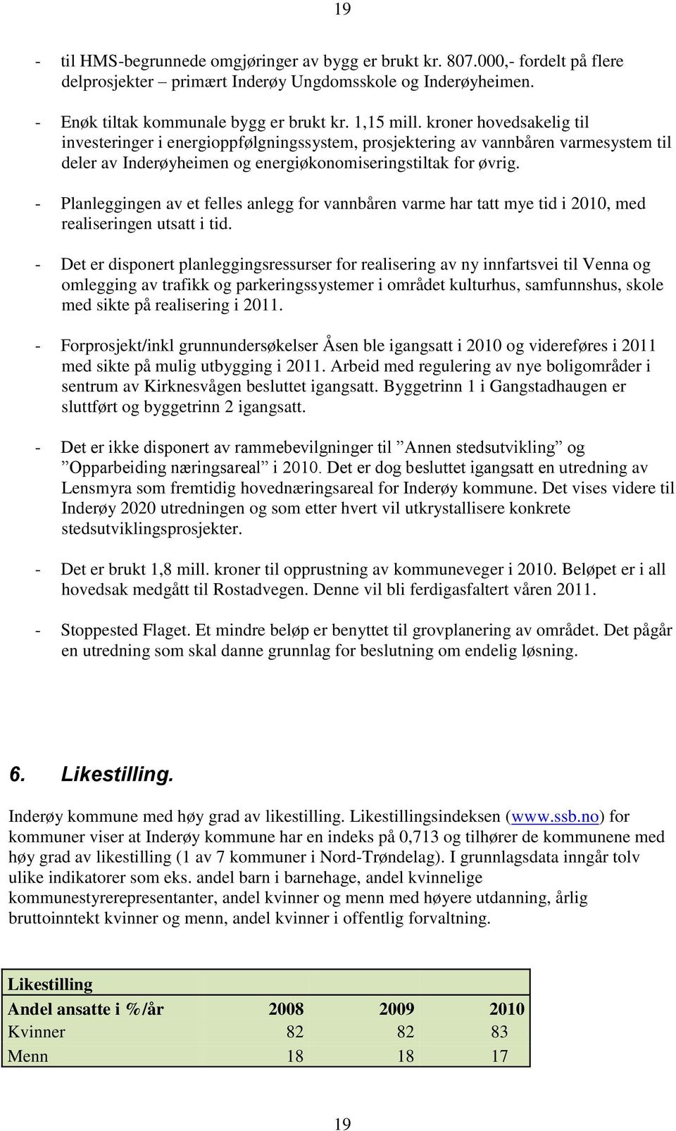 - Planleggingen av et felles anlegg for vannbåren varme har tatt mye tid i 2010, med realiseringen utsatt i tid.