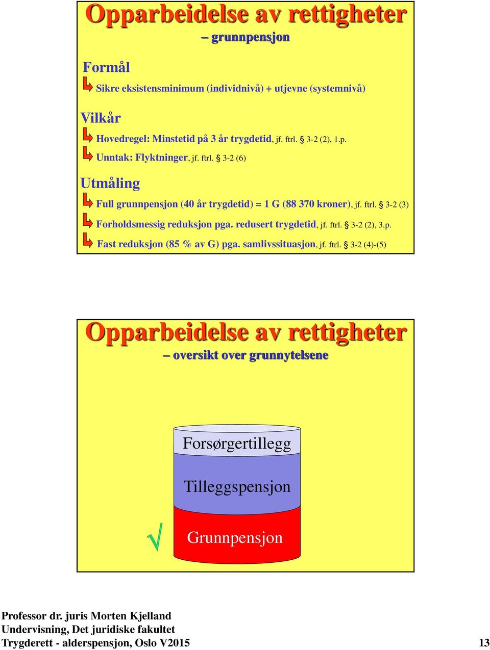 ftrl. 3-2 (3) Forholdsmessig reduksjon pga. redusert trygdetid, jf. ftrl. 3-2 (2), 3.p. Fast reduksjon (85 % av G) pga.