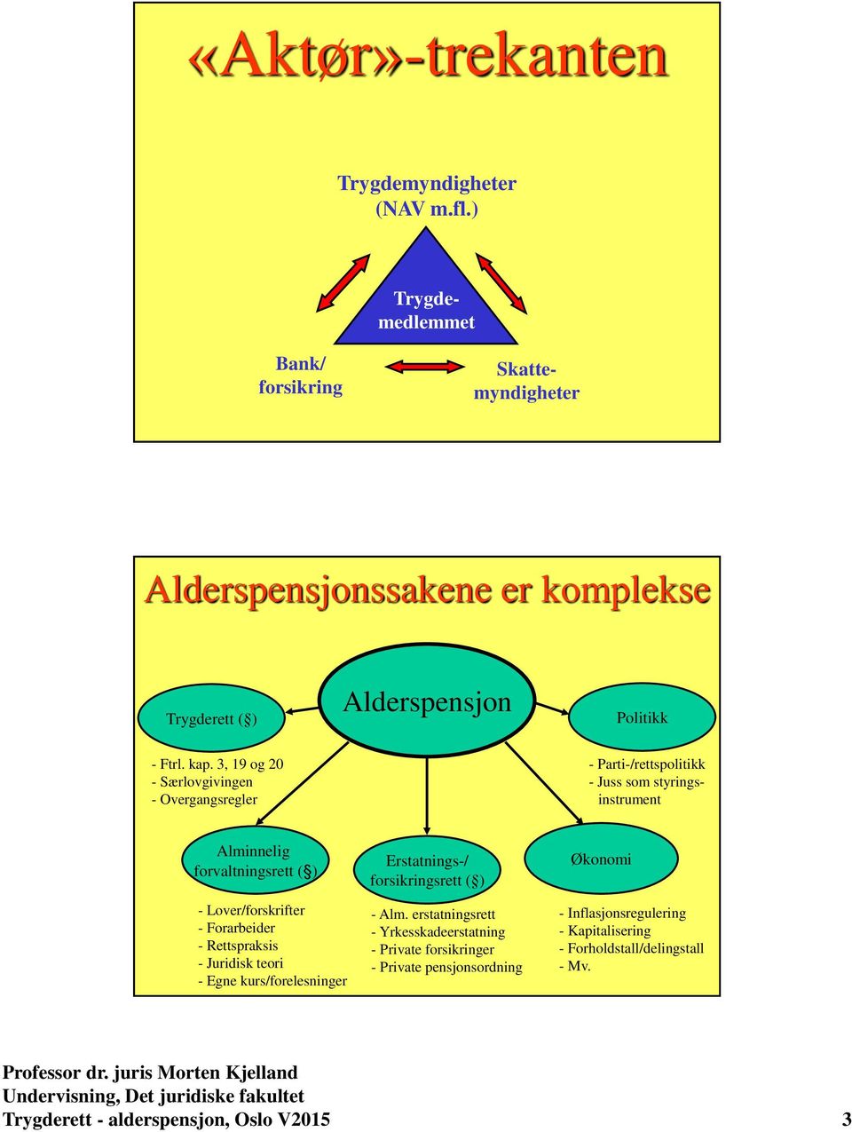 3, 19 og 20 - Særlovgivingen - Overgangsregler - Parti-/rettspolitikk - Juss som styrings-.